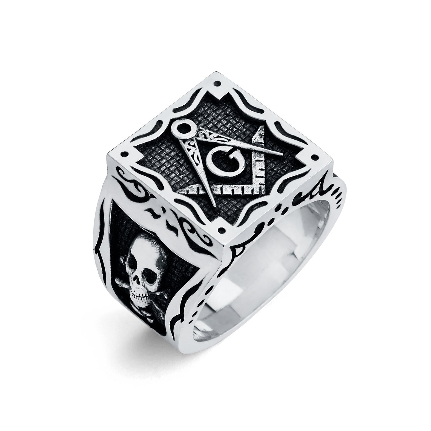 Master Mason Ring, Gothic Square Design