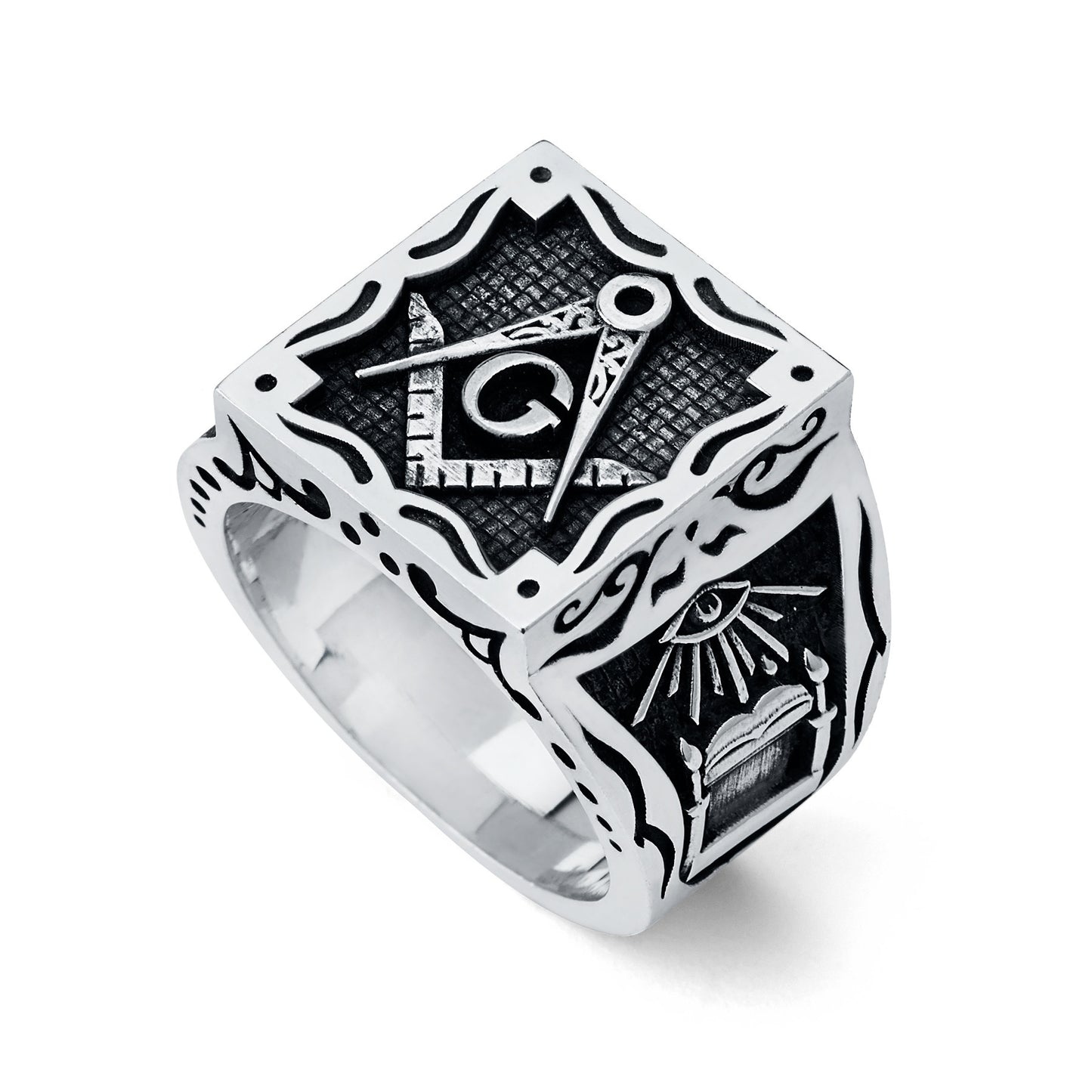 Master Mason Ring, Gothic Square Design