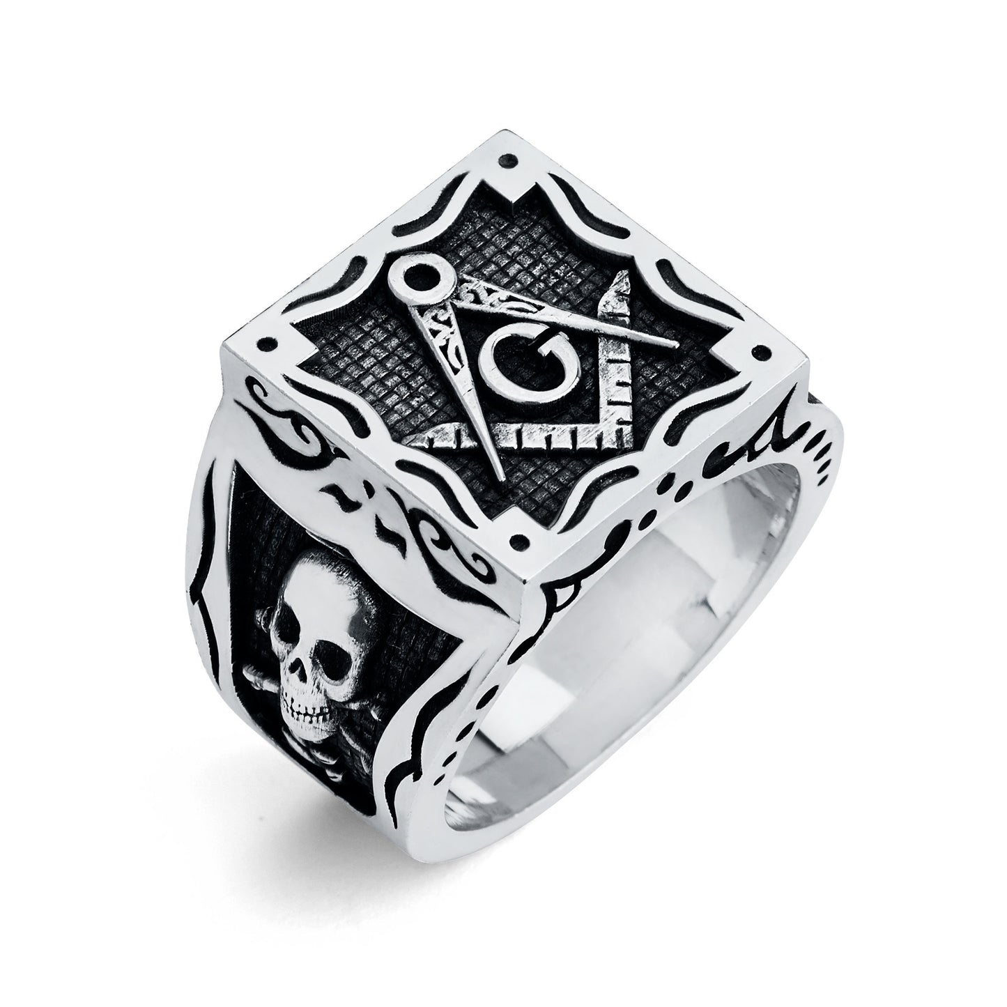 Master Mason Ring, Gothic Square Design (Large)