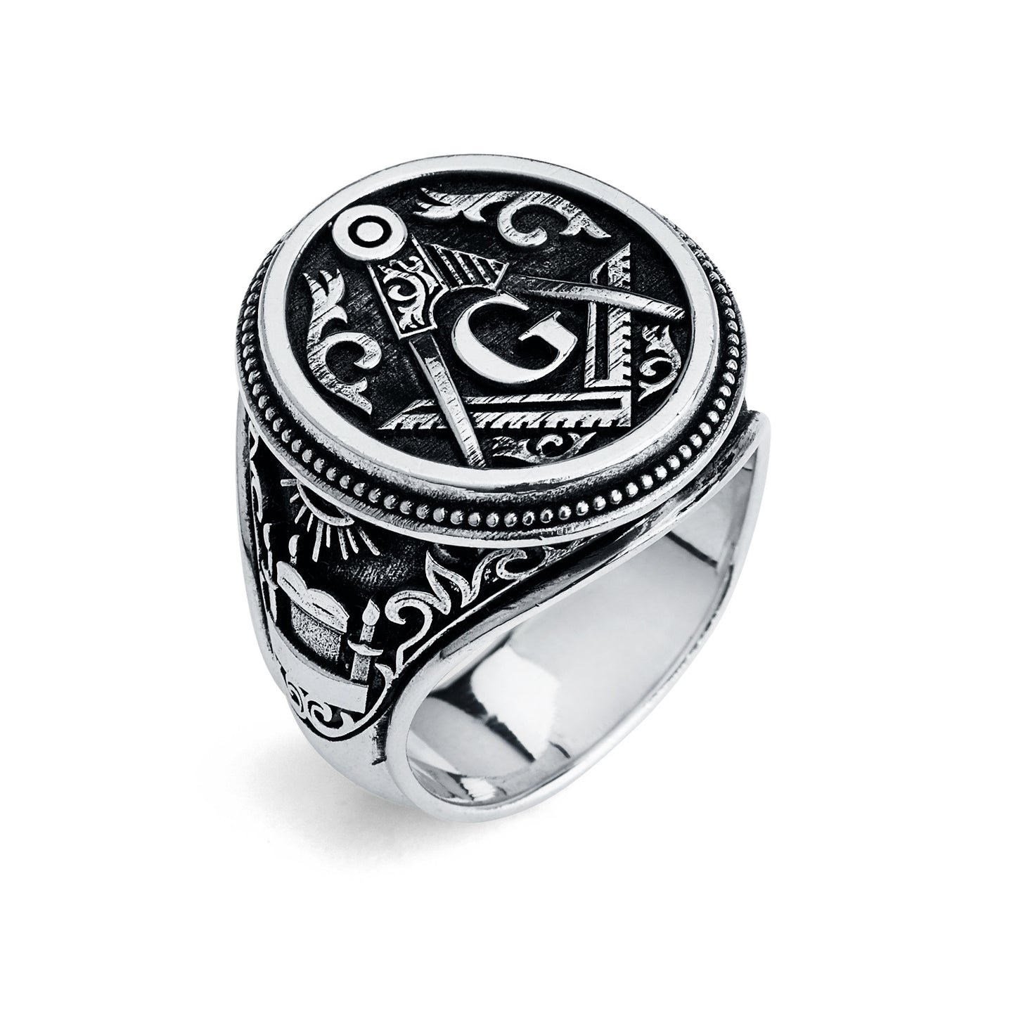 Master Mason Ring, Gothic Oval Design  (Large)