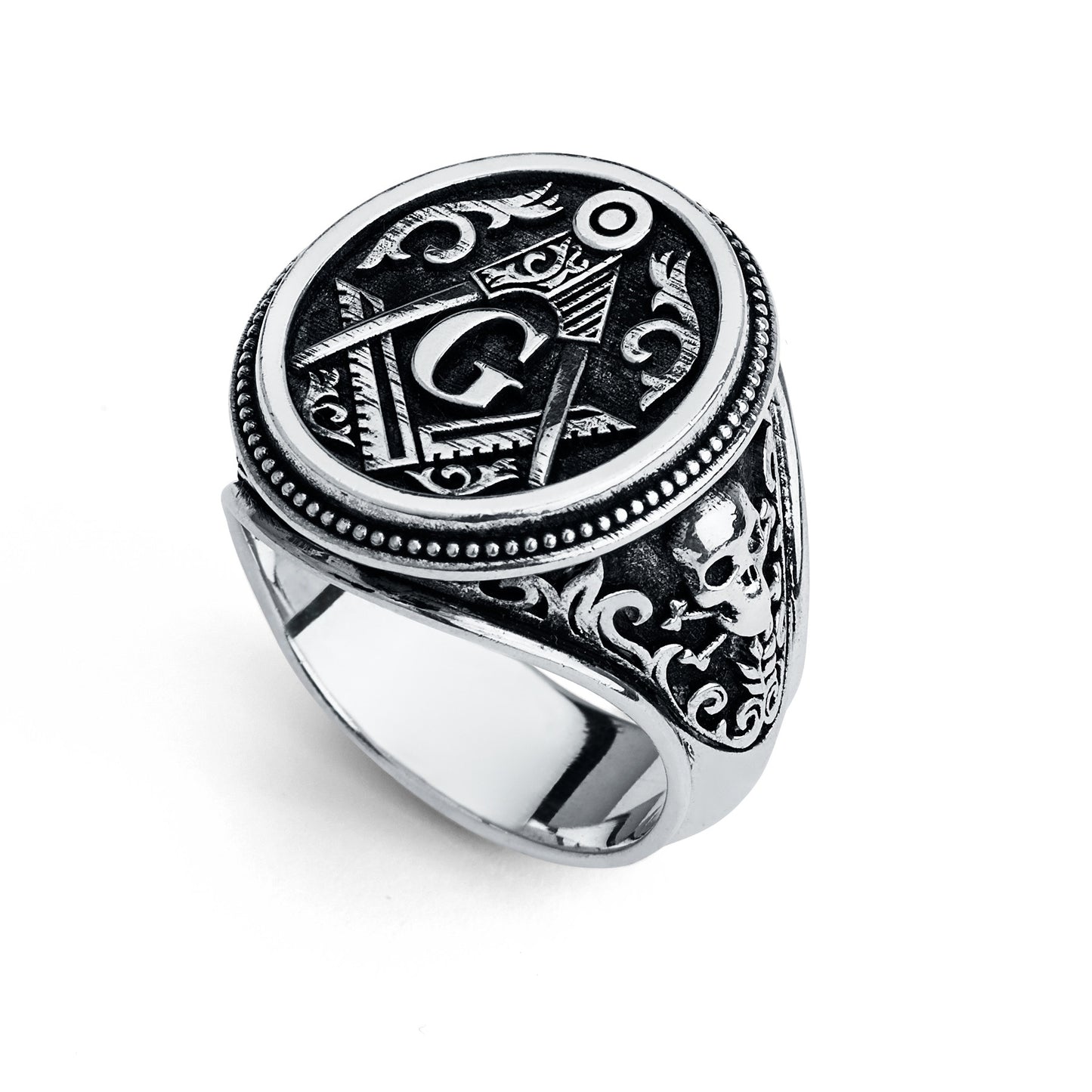 Master Mason Ring, Gothic Oval Design (Large)