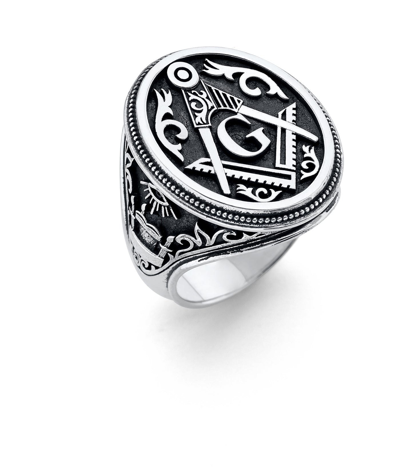 Master Mason Ring, Gothic Oval Design (XXL)