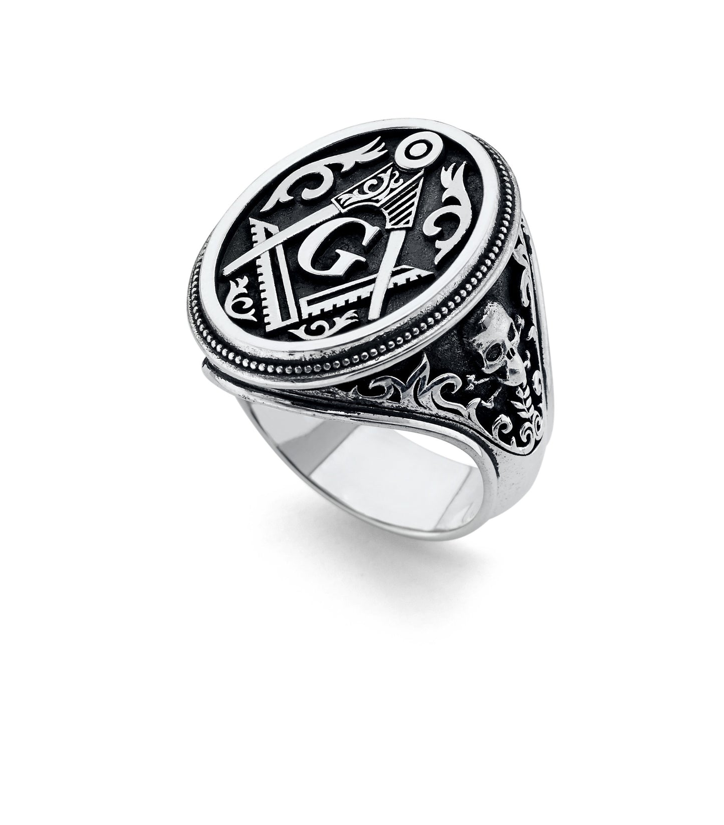 Master Mason Ring, Gothic Oval Design (XXL)