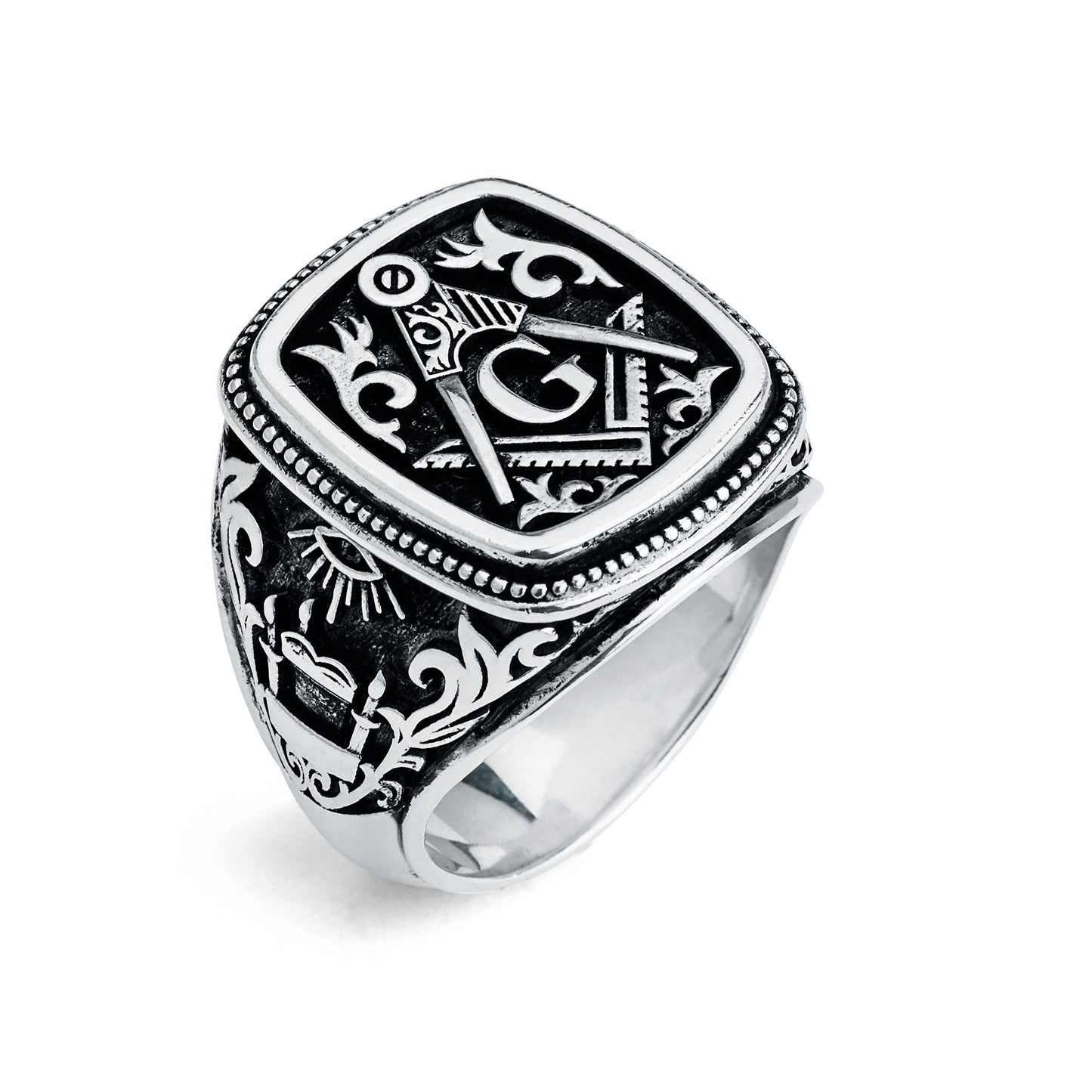 Master Mason Ring, Gothic Cushion Design (Large)