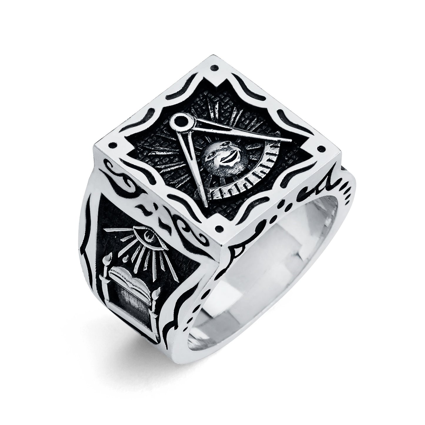 Past Master Ring, Gothic Square Ring (Large)