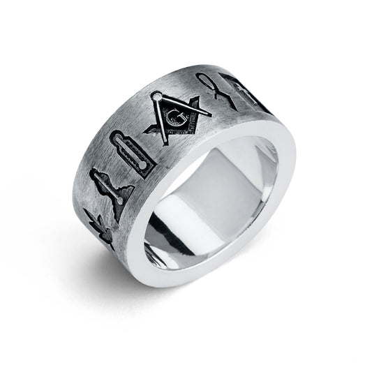 Master Mason Ring, Masonic Symbols Eternity Band
