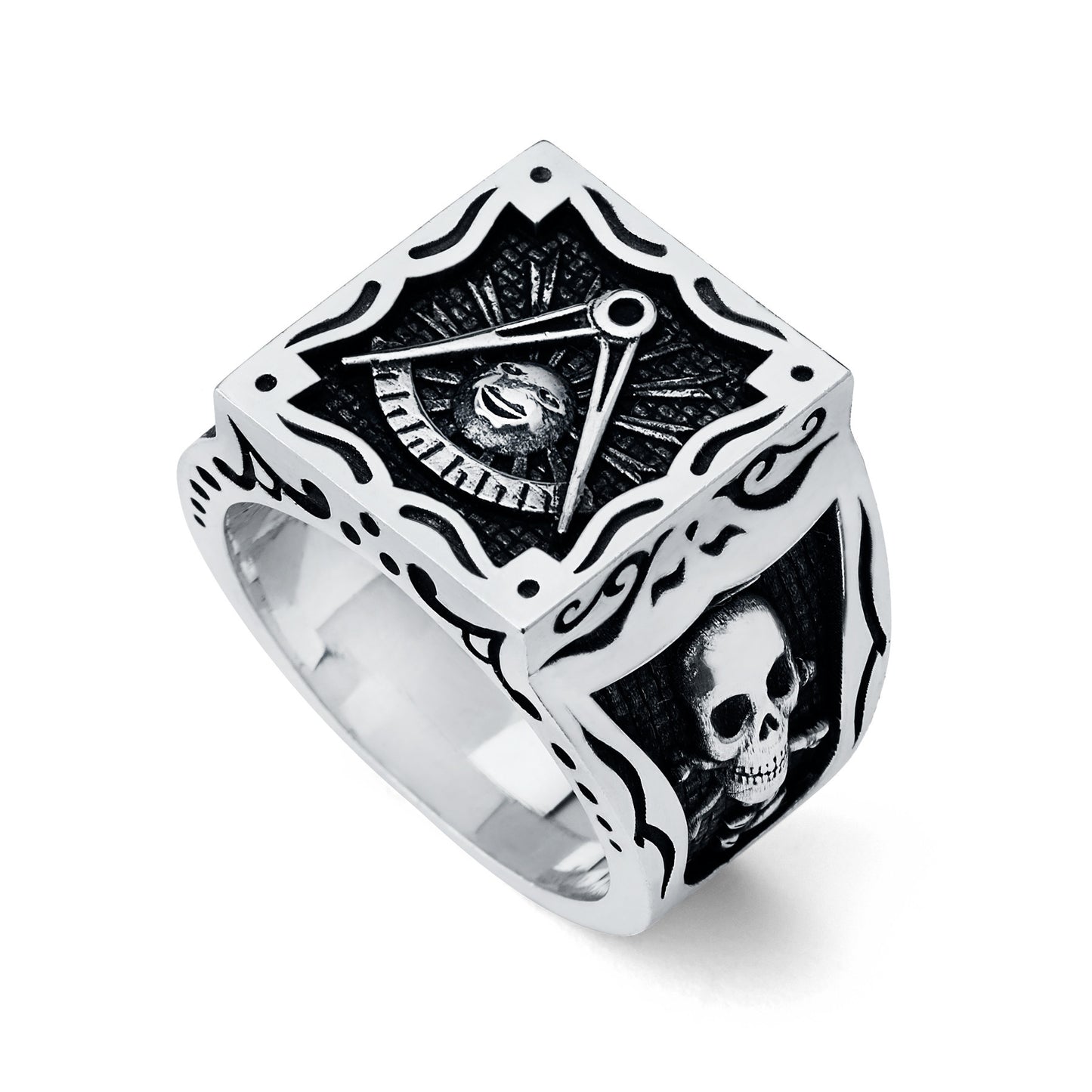Past Master Ring, Gothic Square Ring (Large)