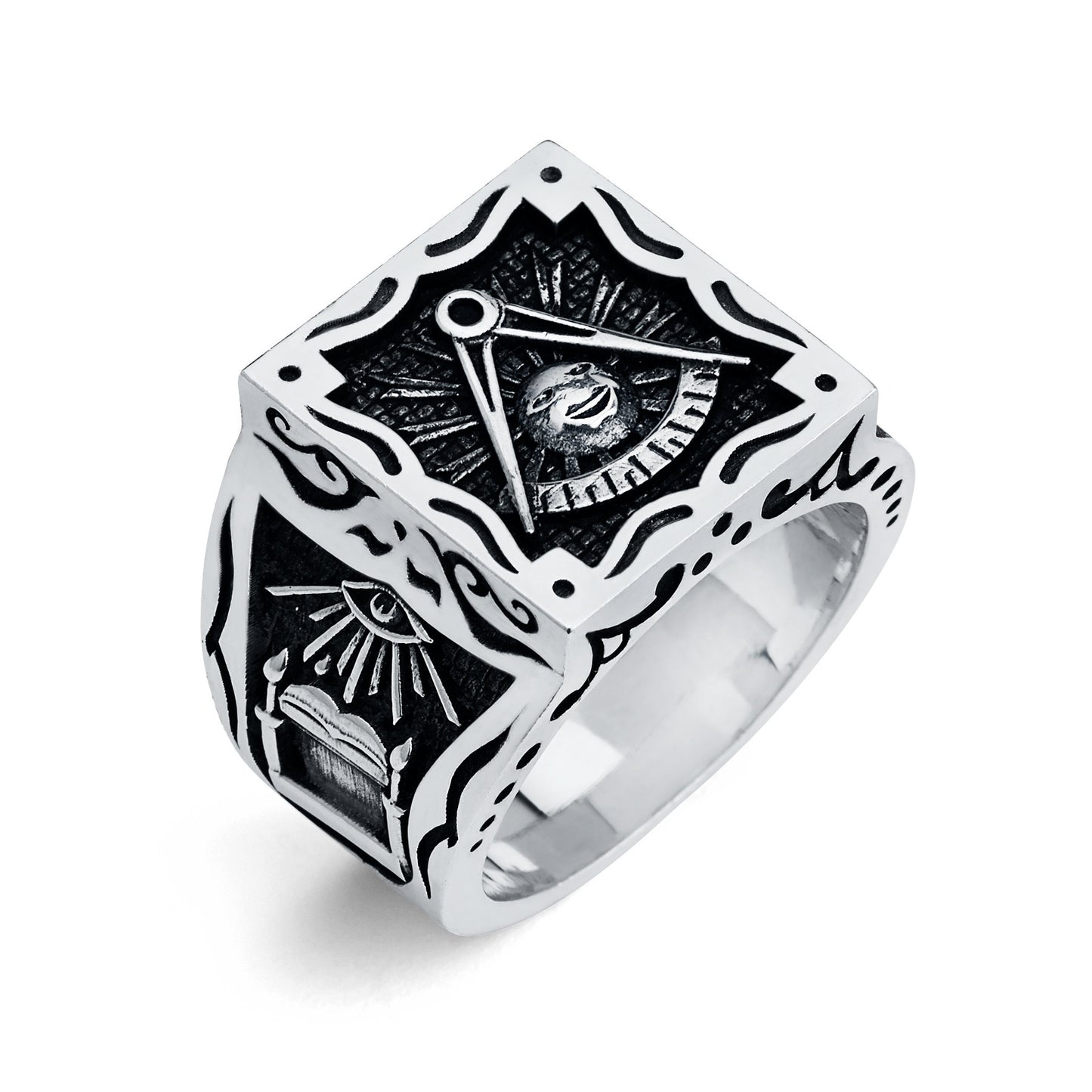 Past Master Ring, Gothic Square Ring